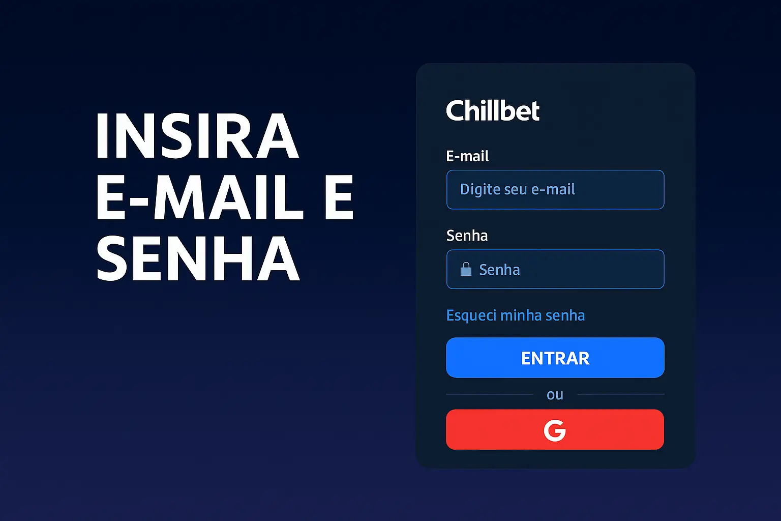 Criar uma nova Conta no plataforma CHILLBET